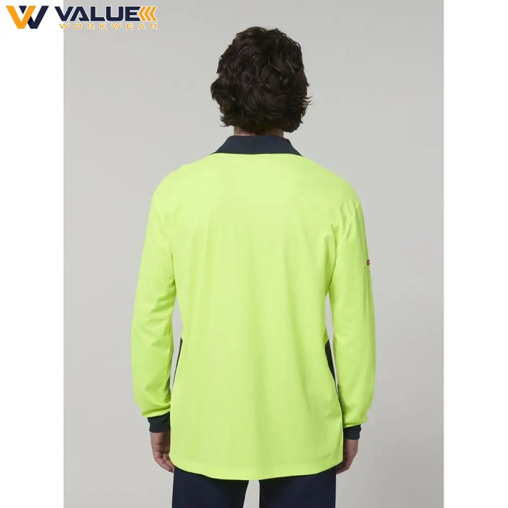 Hard Yakka Mens Long Sleeve Hi Vis Polo Y19617