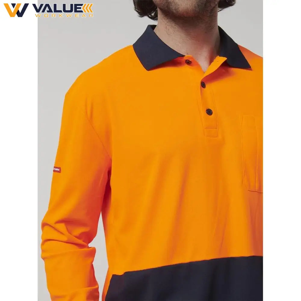 Hard Yakka Mens Long Sleeve Hi Vis Polo Y19617