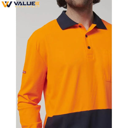 Hard Yakka Mens Long Sleeve Hi Vis Polo Y19617