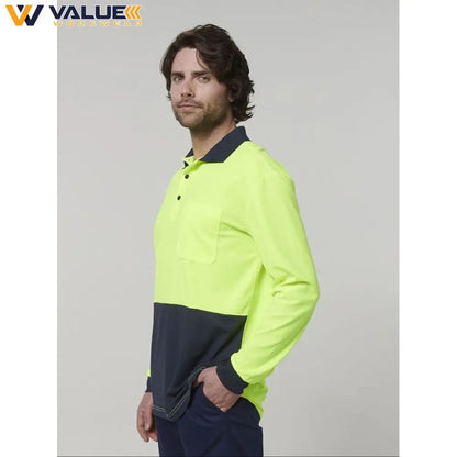 Hard Yakka Mens Long Sleeve Hi Vis Polo Y19617