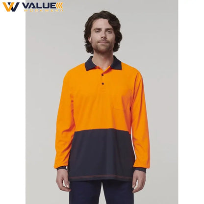 Hard Yakka Mens Long Sleeve Hi Vis Polo Y19617