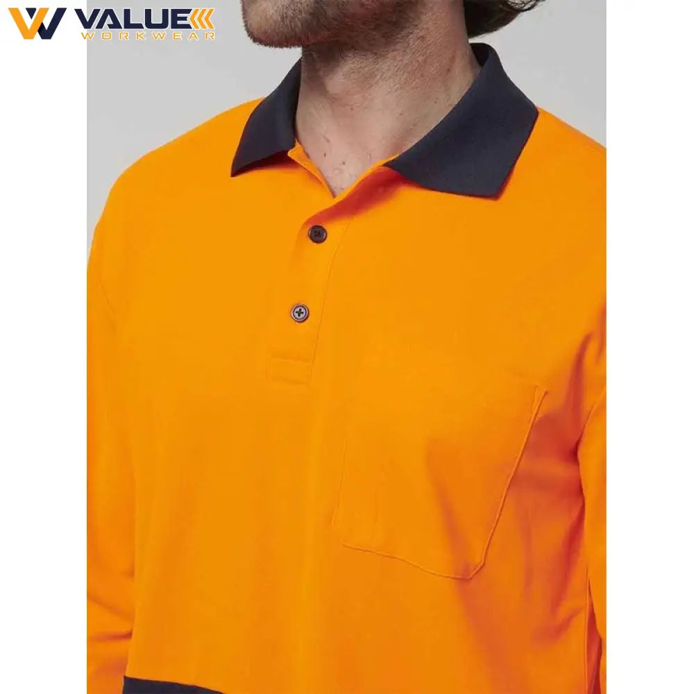 Hard Yakka Mens Long Sleeve Hi Vis Polo Y19617