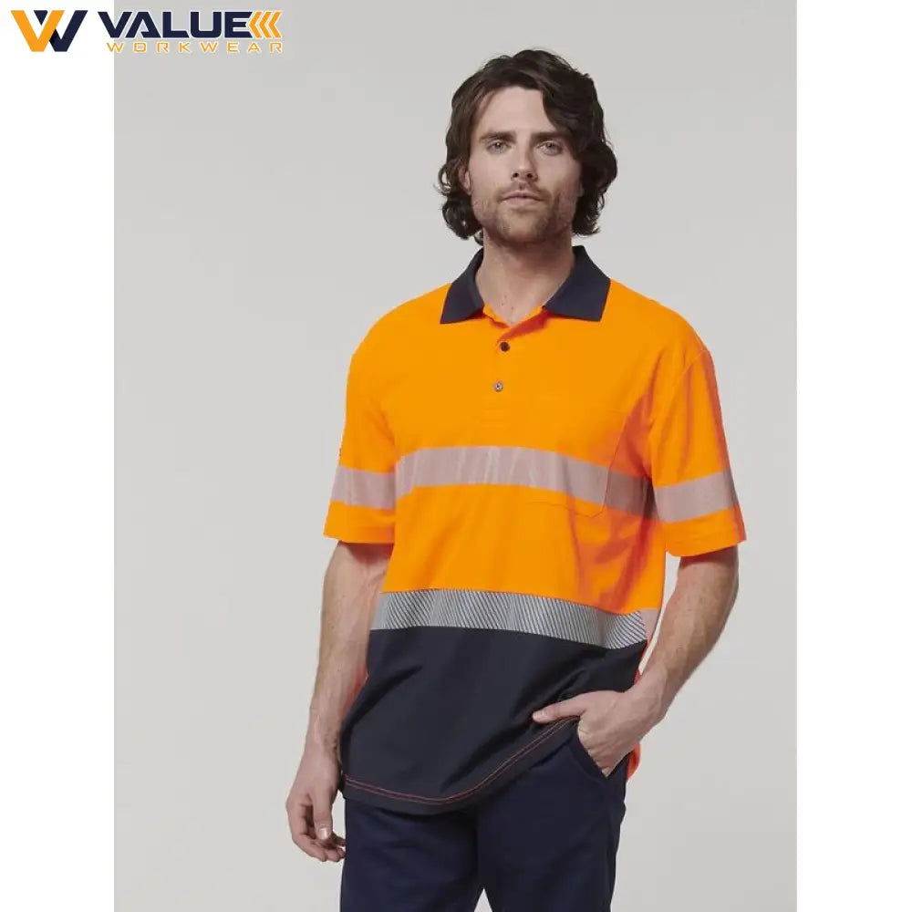 Hard Yakka Mens Short Sleeve Hi Vis Taped Polo Y19618