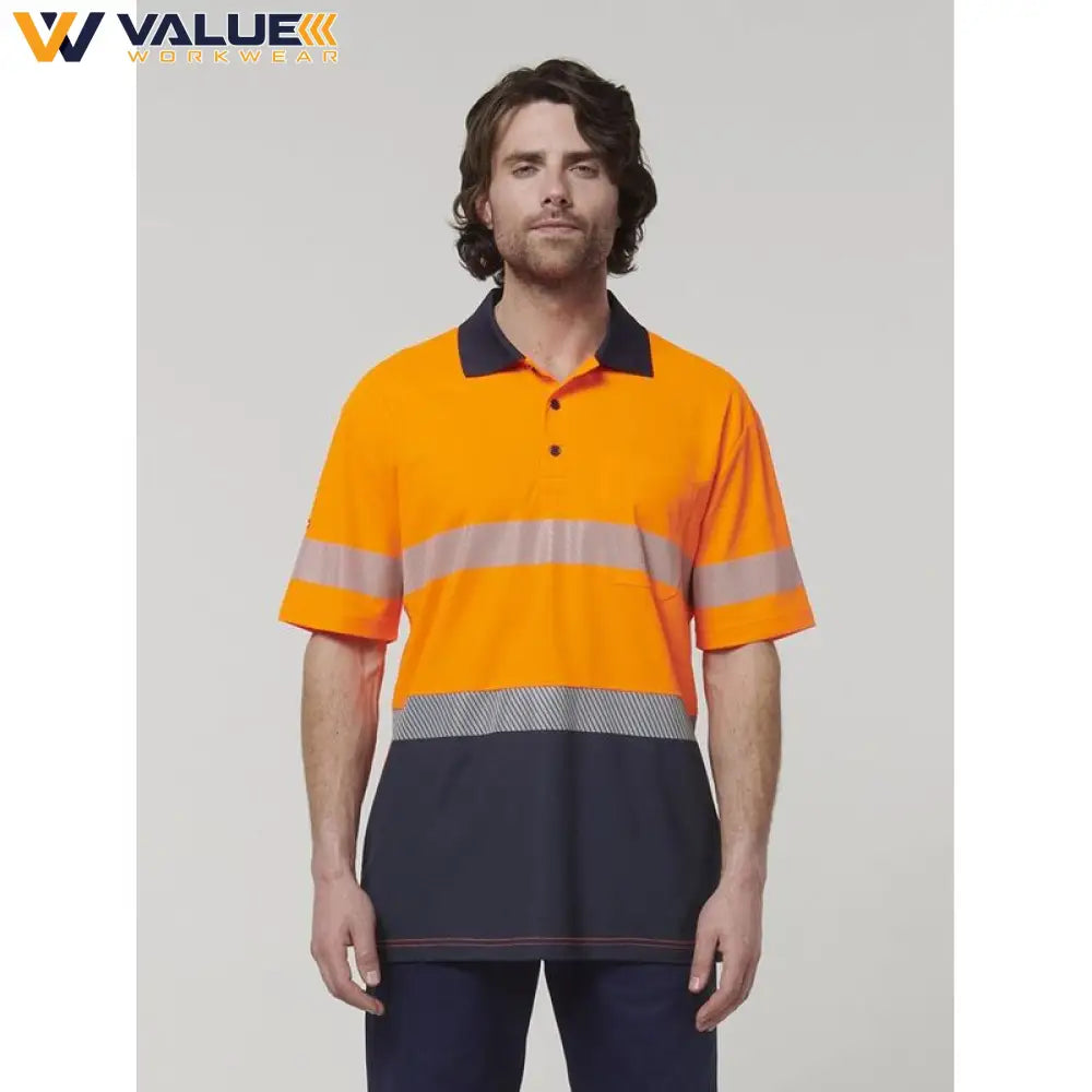 Hard Yakka Mens Short Sleeve Hi Vis Taped Polo Y19618