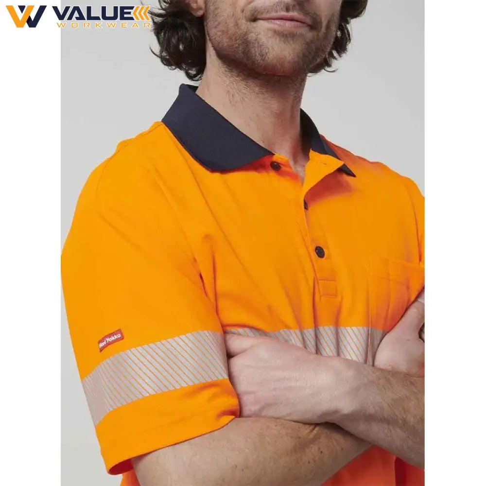 Hard Yakka Mens Short Sleeve Hi Vis Taped Polo Y19618