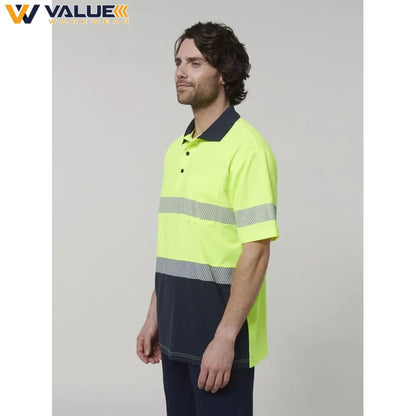 Hard Yakka Mens Short Sleeve Hi Vis Taped Polo Y19618