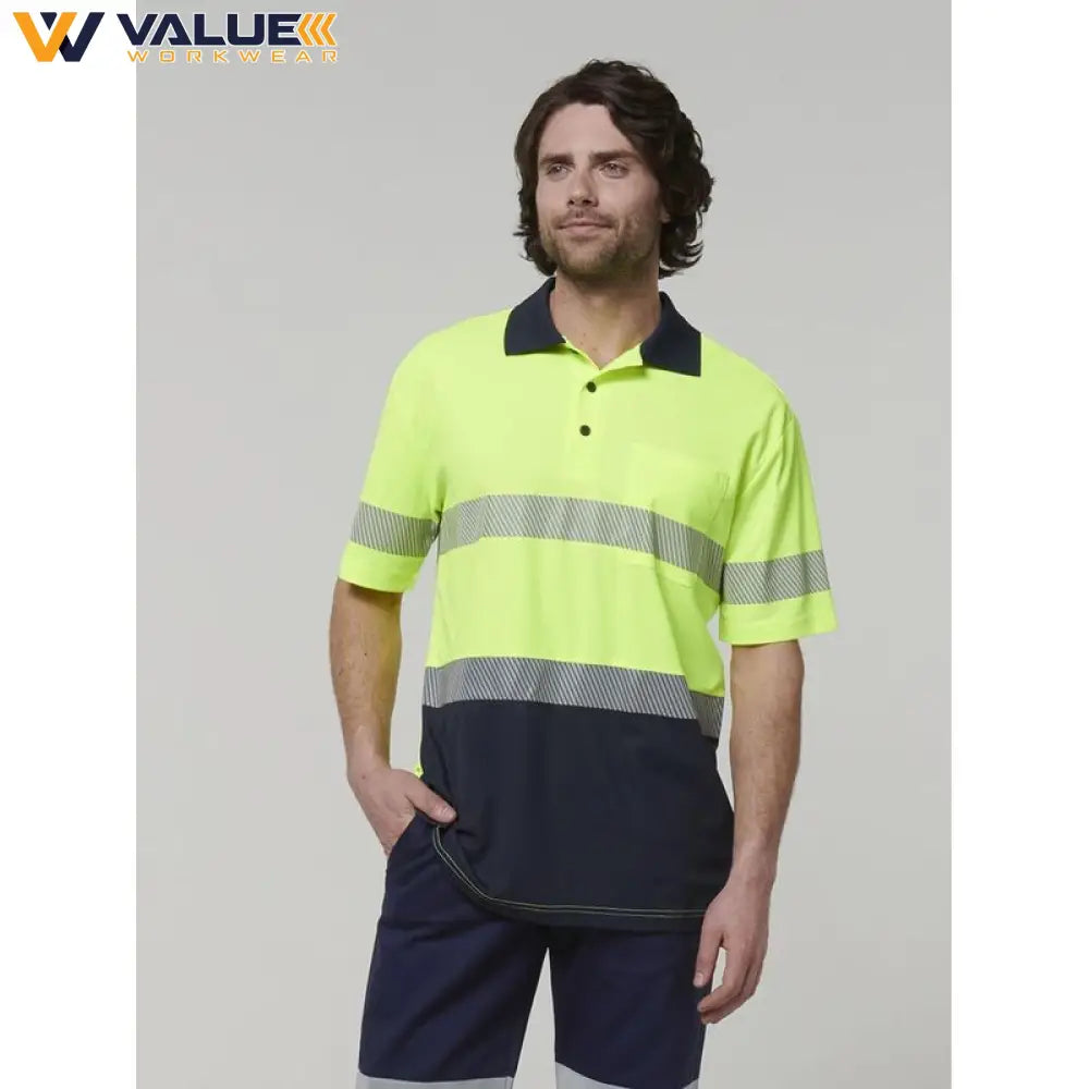 Hard Yakka Mens Short Sleeve Hi Vis Taped Polo Y19618