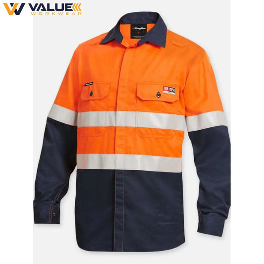 KingGee Shieldtec Lenzing Flame Resitant Hi-Vis Spliced Open Front Taped Shirt PPE2 K84000