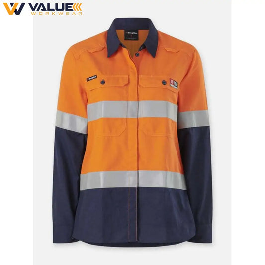 KingGee Womens Shieldtec Lenzing Flame Resistant Hi-Vis Spliced Shirt PPE2 K84002
