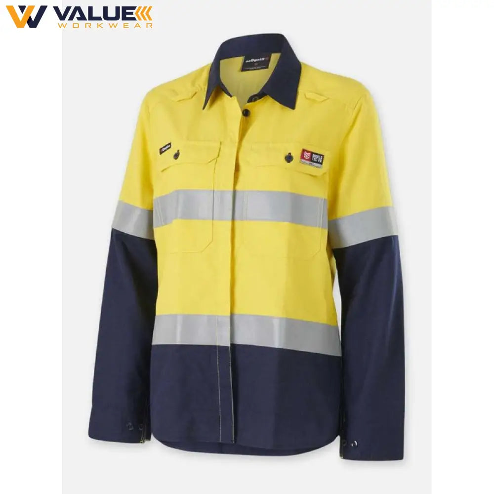 KingGee Womens Shieldtec Lenzing Flame Resistant Hi-Vis Spliced Shirt PPE2 K84002