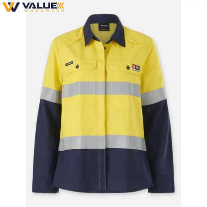 KingGee Womens Shieldtec Lenzing Flame Resistant Hi-Vis Spliced Shirt PPE2 K84002