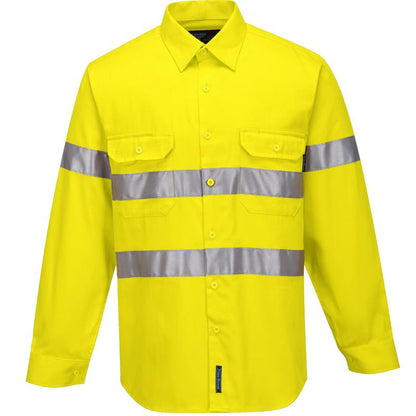 Portwest Hi-Vis Regular Weight Long Sleeve Shirt with Tape MA191 - Value Workwear