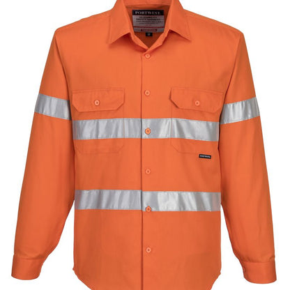 Portwest Hi-Vis Regular Weight Long Sleeve Shirt with Tape MA191