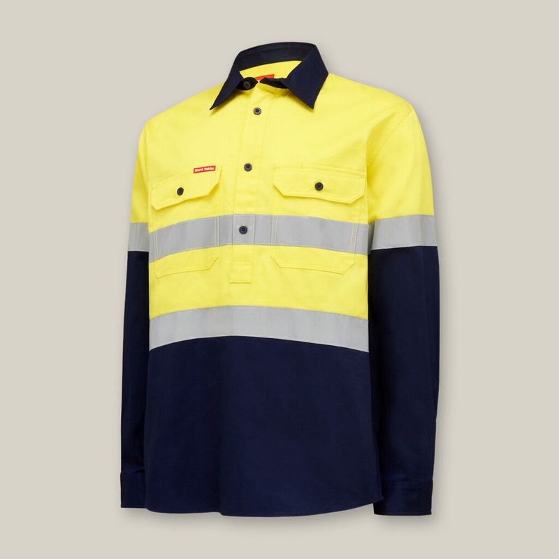 Hard Yakka Hi-Vis Long Sleeve Heavy Weight 2Tone Shirt Y04615