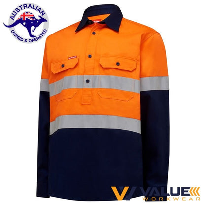 Hard Yakka Hi-Vis Long Sleeve Heavy Weight 2Tone Shirt Y04615