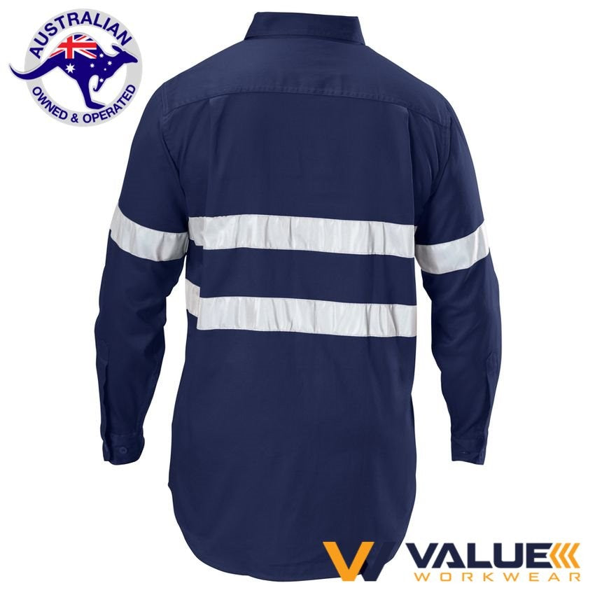 Hard Yakka Foundations Hi-Vis Cotton Drill Shirt With Tape Long Sleeve Y07227