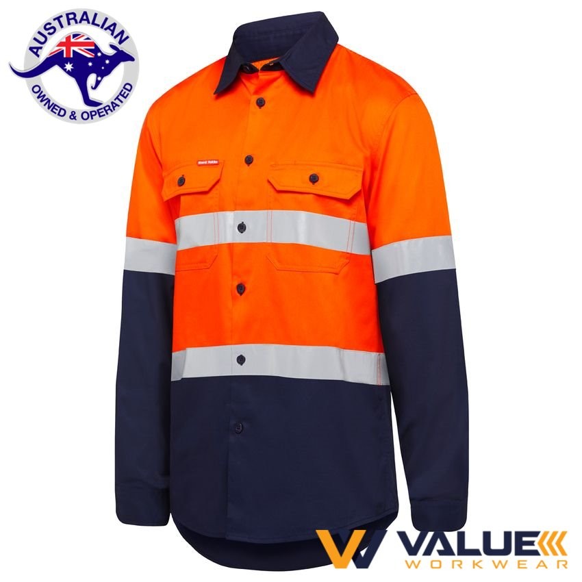 Hard Yakka Long Sleeve Hi Vis Two Tone Shirt With Tape Y07940