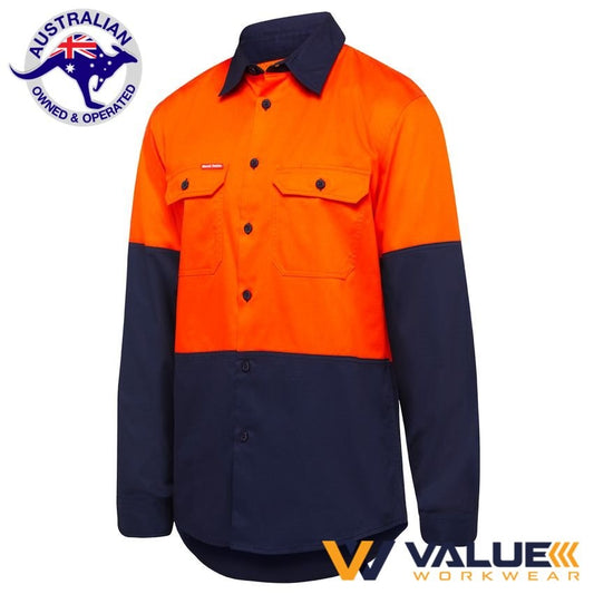 Hard Yakka Basic Shirt 2Tone 145Gsm Drill Vented Long Sleeve Y07950