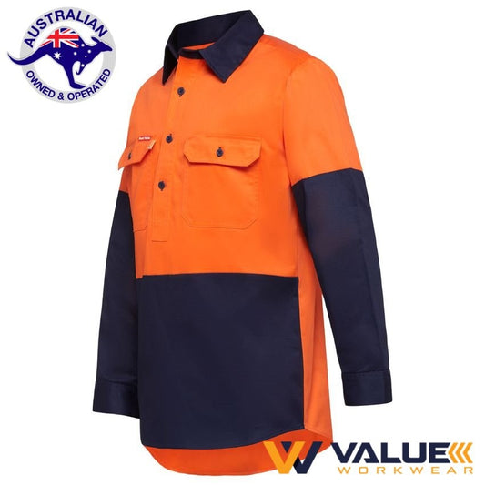 Hard Yakka Foundations Hi-Vis Two Tone Shirt Gusset Long Sleeve Y07984