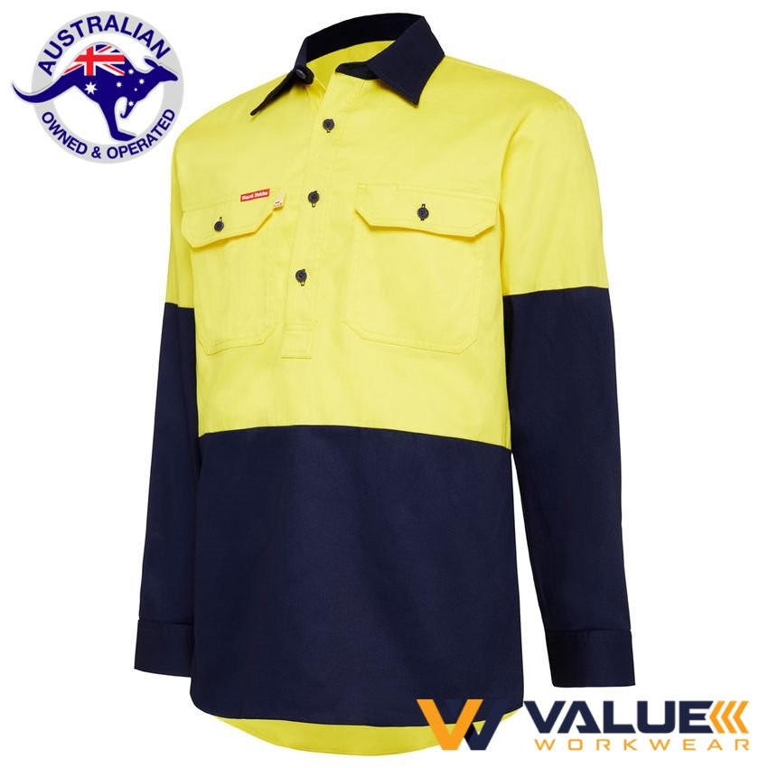 Hard Yakka Foundations Hi-Vis Two Tone Shirt Gusset Long Sleeve Y07984