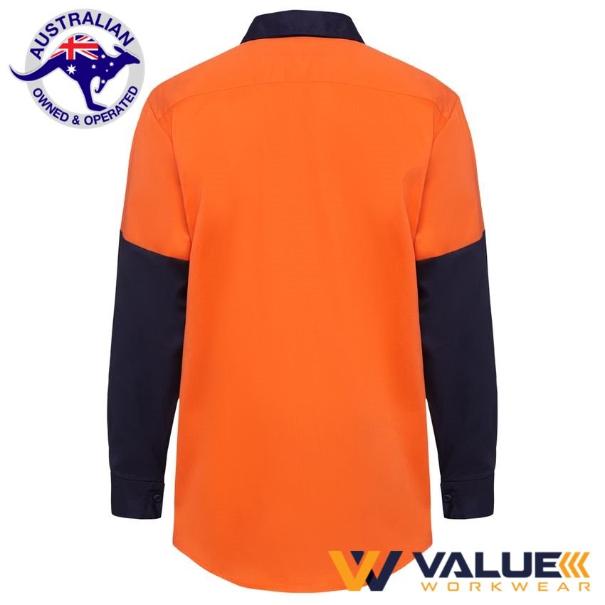 Hard Yakka Foundations Hi-Vis Two Tone Shirt Gusset Long Sleeve Y07984