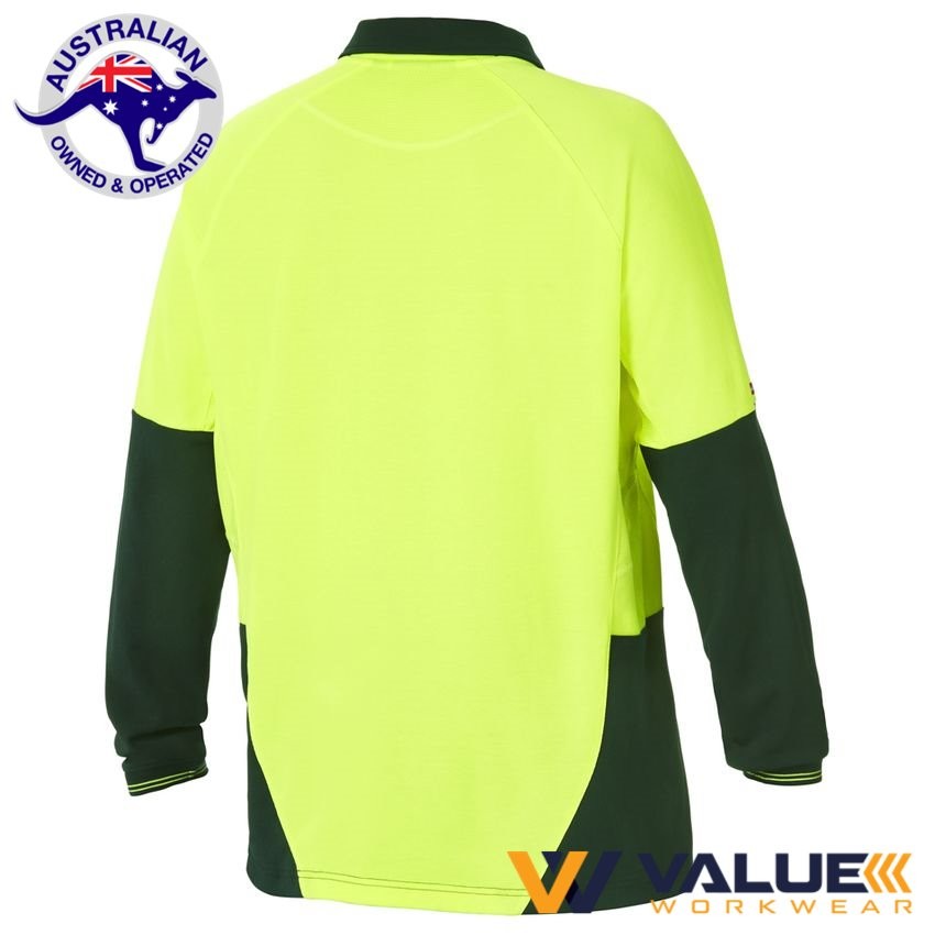 Hard Yakka Koolgear Ventilated Hi-Vis Two Tone Polo Long Sleeve Y11389