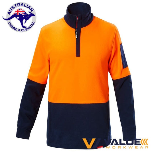 Hard Yakka Hi vis 2Tone 1/4 Zip Brushed Fleece Jmpr No Tape Y19330