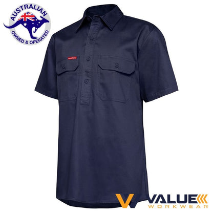 Hard Yakka Foundations Cotton Drill Closed Front Shirt Short Sleeve Y07540