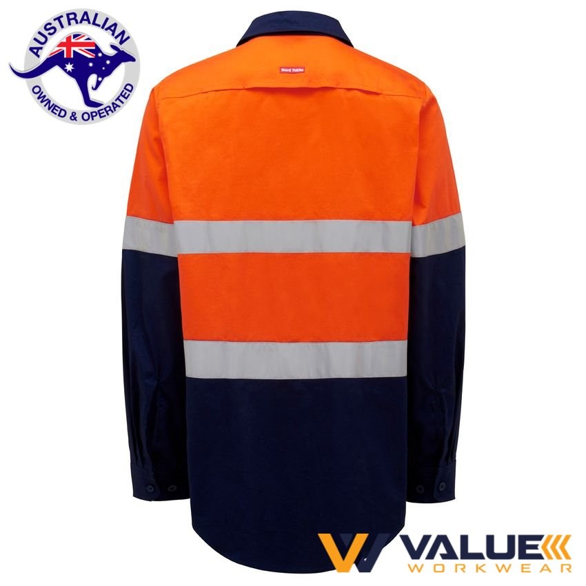 Hard Yakka Long Sleeve Hi vis Light Weight 2 Tone Ventilated Shirt Y08805