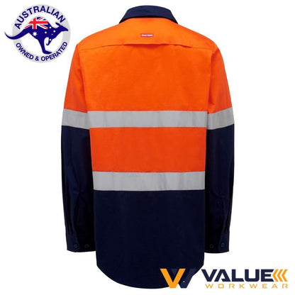 Hard Yakka Long Sleeve Hi vis Light Weight 2 Tone Ventilated Shirt Y08805