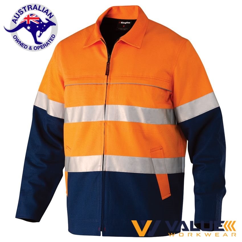 KingGee Reflective Spliced NanoTex Cotton Drill Jacket K55905