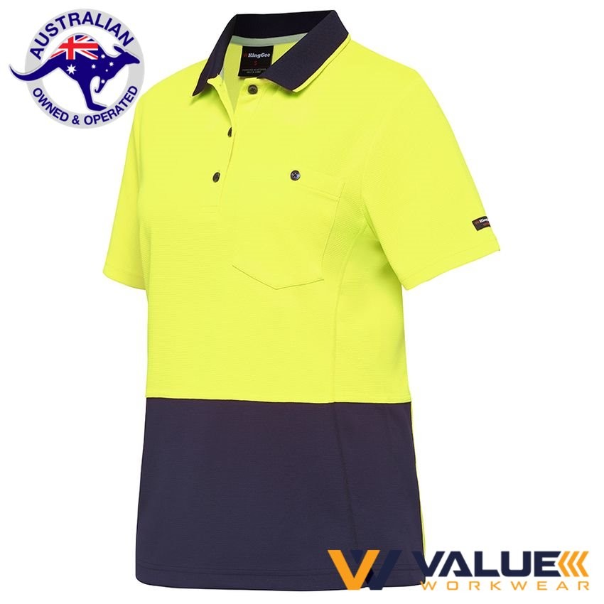 KingGee Workcool Hyperfreeze Spliced Polo Short Sleeve Womens K44735