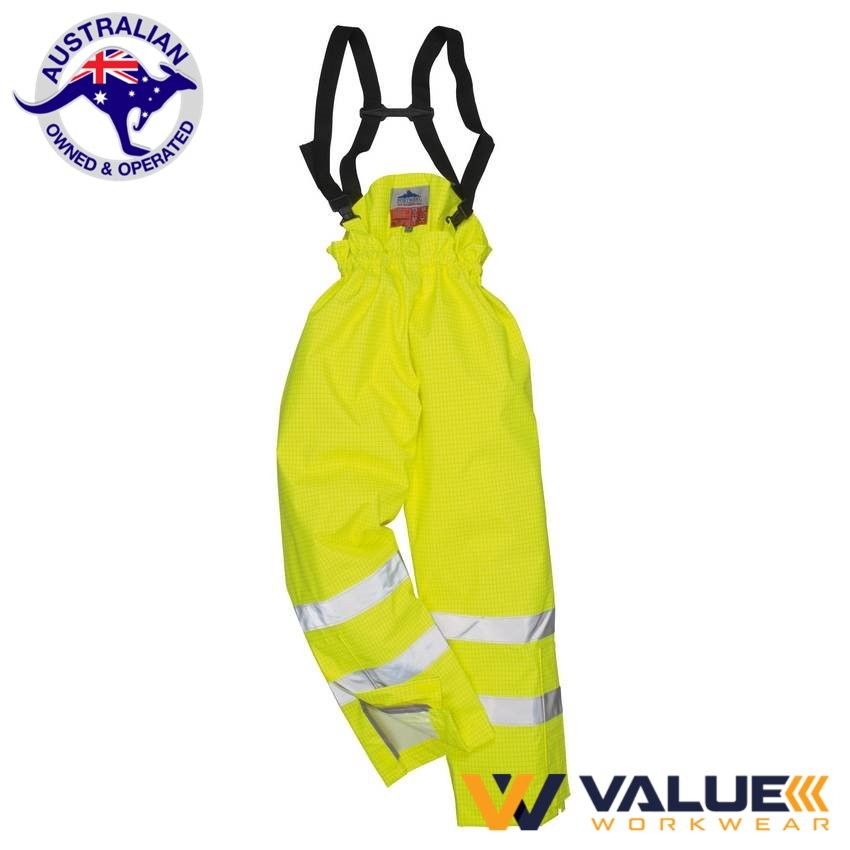 Portwest Bizflame Rain Unlined - Hi-Vis Antistatic FR Pants S780 - Value Workwear