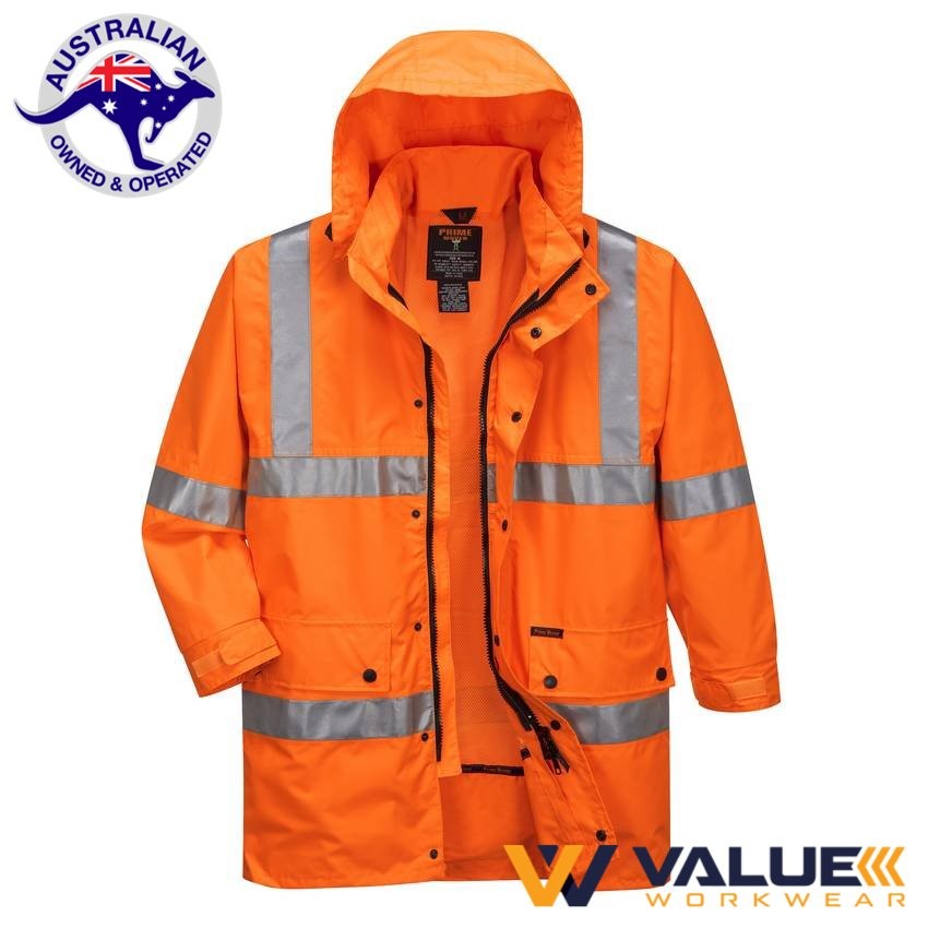 Portwest Full Hi-Vis Rain Jacket with Tape MF306