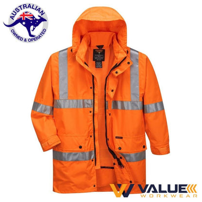 Portwest Full Hi-Vis Rain Jacket with Tape MF306