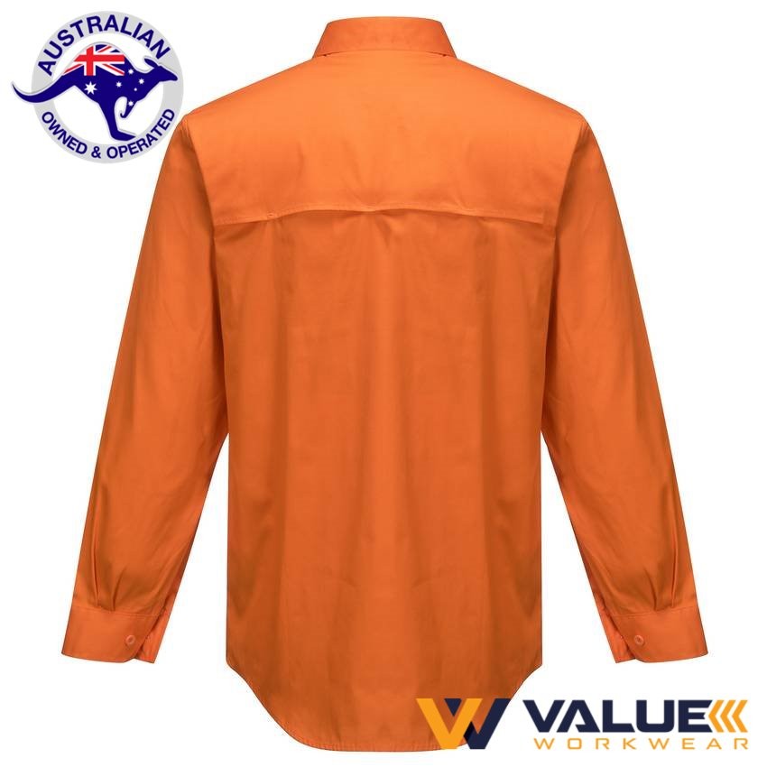 Portwest Hi-Vis Lightweight Long Sleeve Shirt MS301 - Value Workwear
