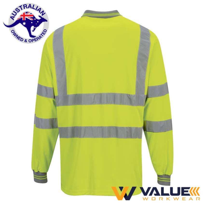 Portwest Hi-Vis Long Sleeved Polo S277 - Value Workwear