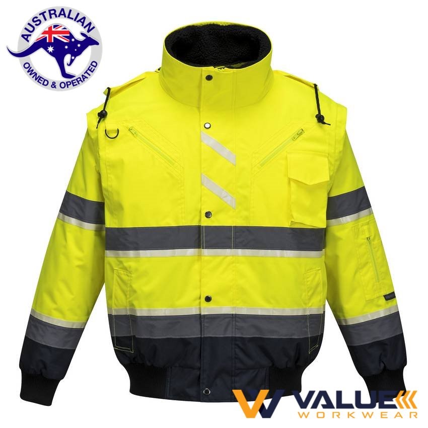 Portwest Hi-Vis Bomber Jacket with Tape MJ504 - Value Workwear