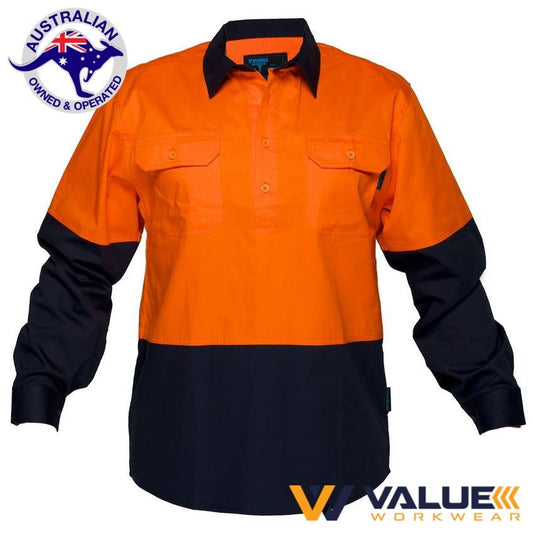 Portwest Hi-Vis Two Tone Lightweight Long Sleeve Closed Front Shirt MC801