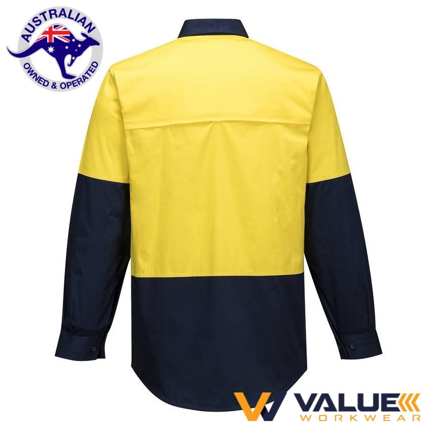 Portwest Hi-Vis Two Tone Lightweight Long Sleeve Shirt MS801 - Value Workwear