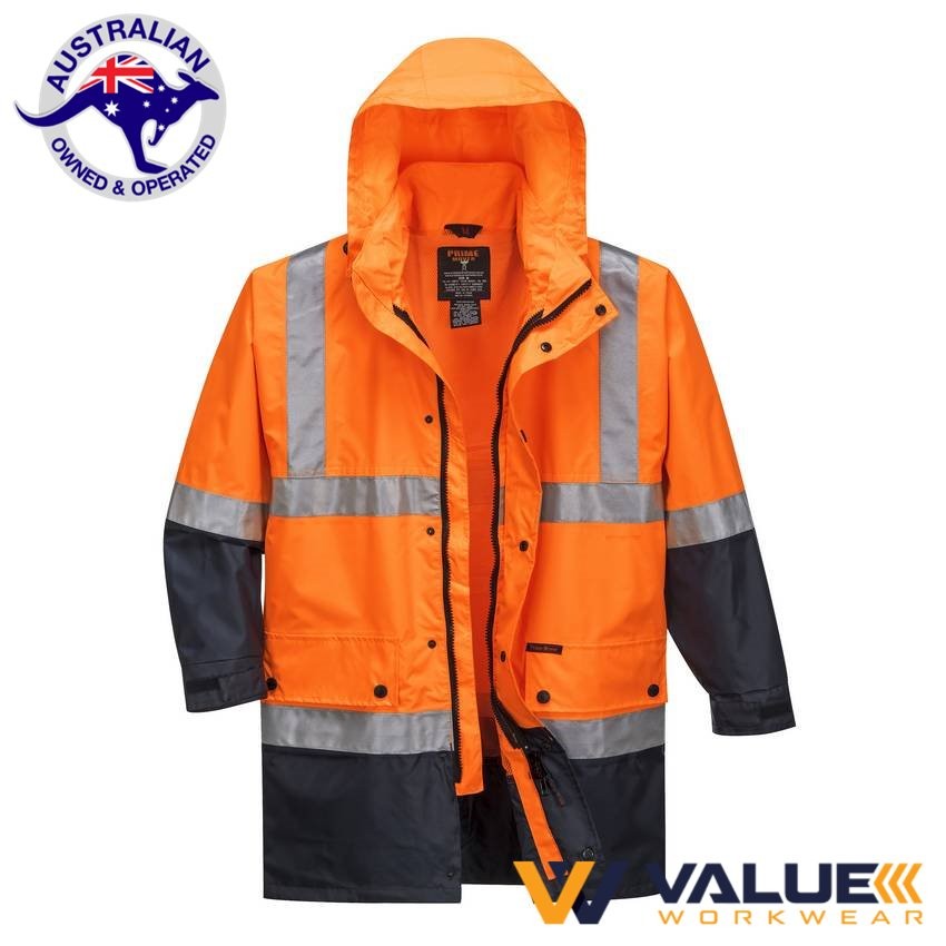 Portwest Lightweight Hi-Vis Rain Jacket with Tape MJ306