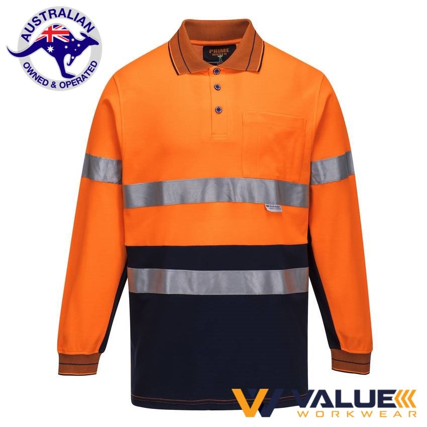 Portwest Long Sleeve Cotton Comfort Polo with Tape MP313