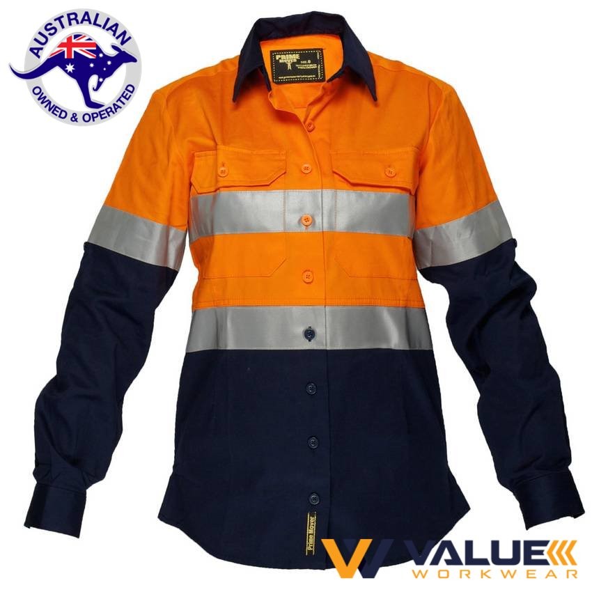 Portwest Ladies 2 Tone Regular Weight Long Sleeve Shirt with Tape ML108
