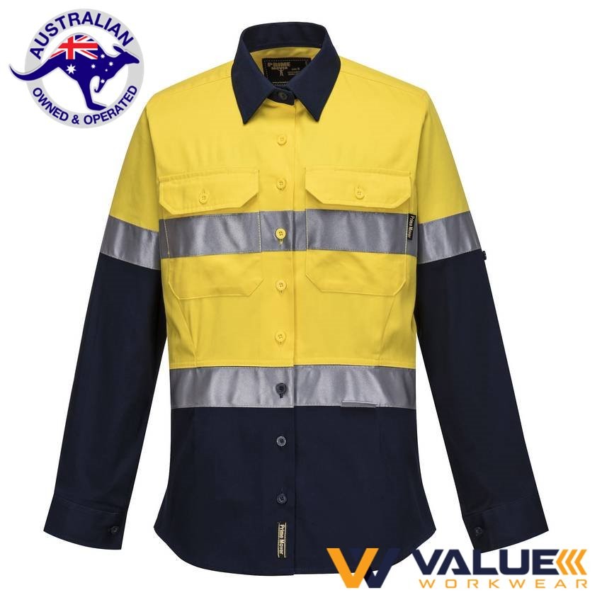 Portwest Womens 2 Tone Regular Weight Long Sleeve Shirt with Tape ML108 - Value Workwear