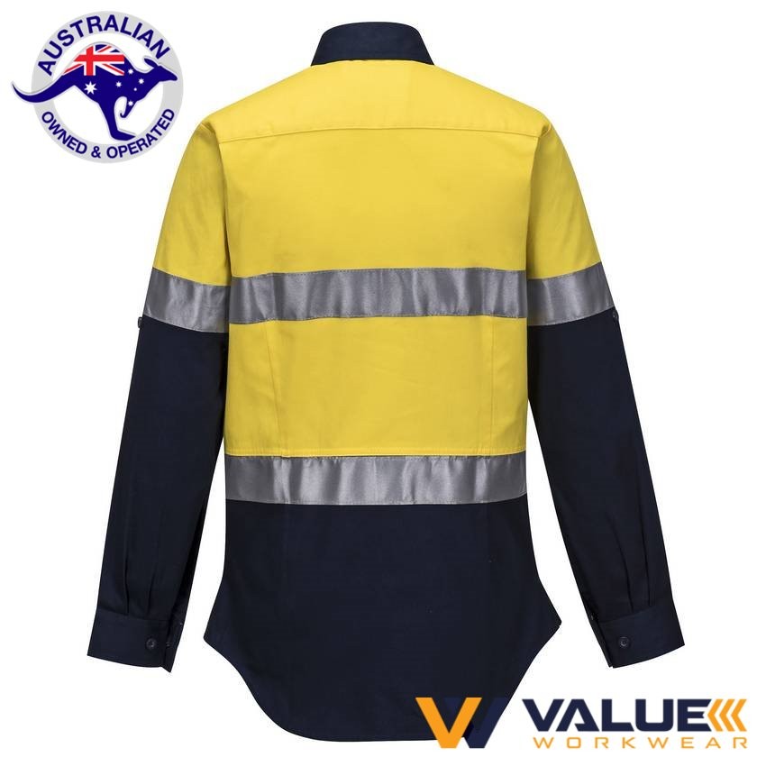 Portwest Womens 2 Tone Regular Weight Long Sleeve Shirt with Tape ML108 - Value Workwear