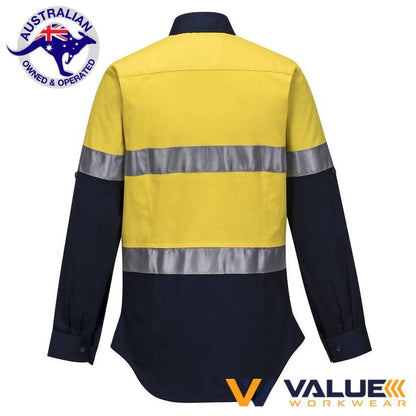 Portwest Womens 2 Tone Regular Weight Long Sleeve Shirt with Tape ML108 - Value Workwear