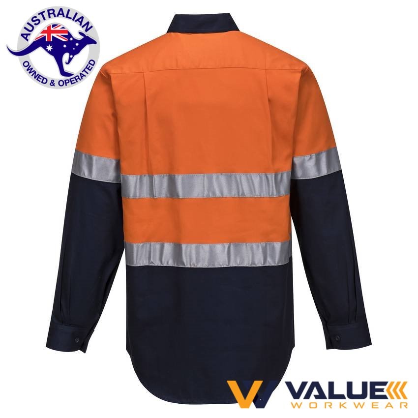 Portwest Hi-Vis Two Tone Regular Weight Long Sleeve Shirt MC101 - Value Workwear