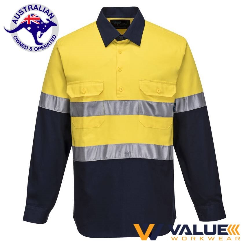 Portwest Hi-Vis Two Tone Regular Weight Long Sleeve Shirt MC101 - Value Workwear
