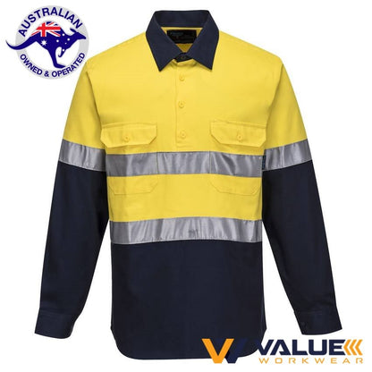 Portwest Hi-Vis Two Tone Regular Weight Long Sleeve Shirt MC101 - Value Workwear