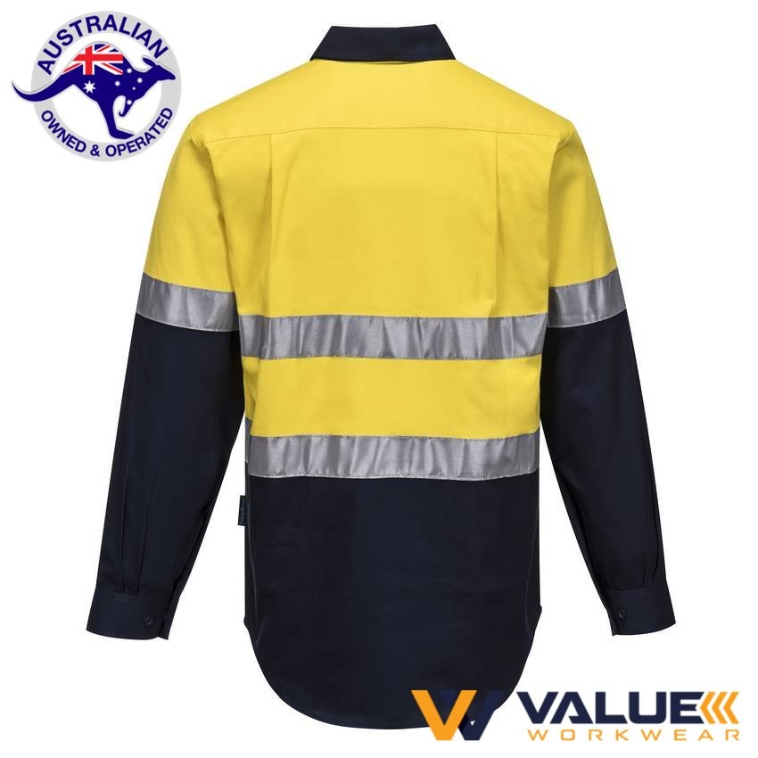 Portwest Hi-Vis Two Tone Regular Weight Long Sleeve Shirt MC101 - Value Workwear